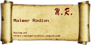 Malmer Rodion névjegykártya